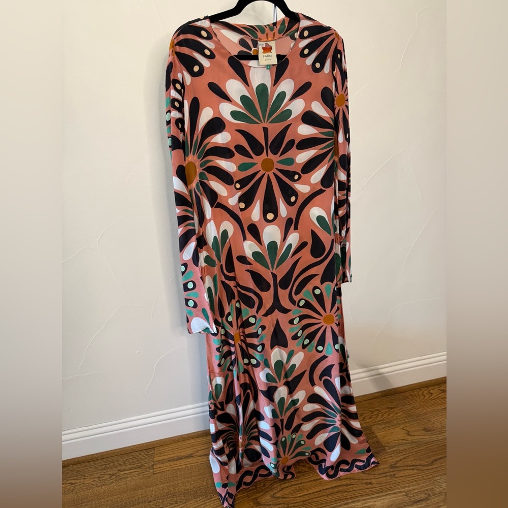 FARM Rio Pink Floral Motif Long Sleeve Maxi Dress - Picture 6 of 6